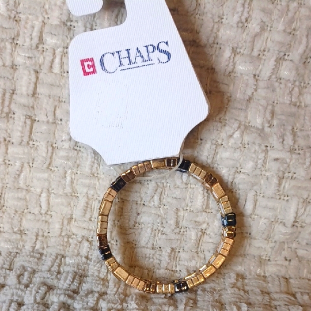 Chaps Gold and Black Beaded Bracelet NWT